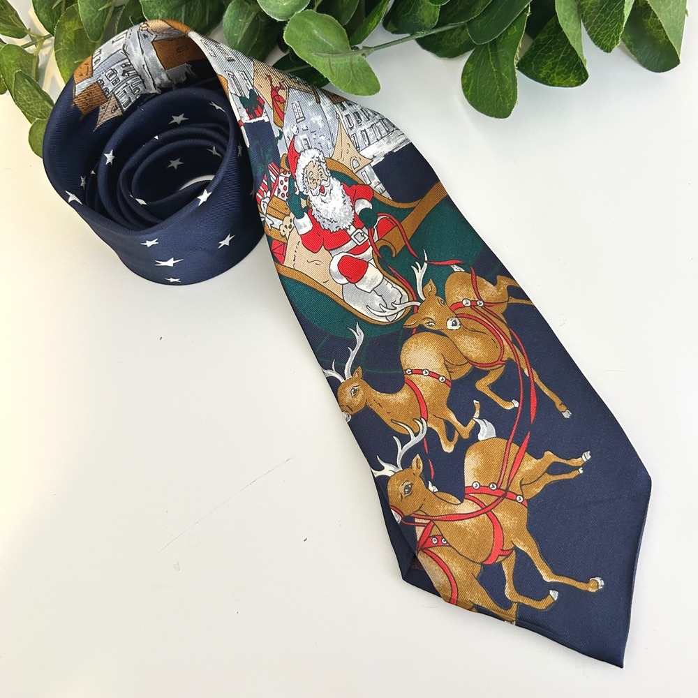 Vintage Havana Fashion Tie Rack Christmas Santa Reindeer‎ Star Tie